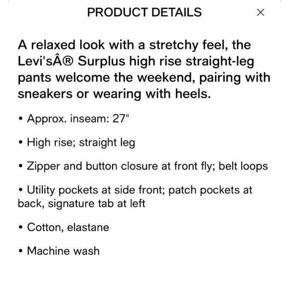 NEW Levis Womens Surplus High Rise Straight Leg Pants Burnt Red Stretch 28/6 - Picture 4 of 4